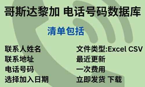 哥斯达黎加 电话号码数据库